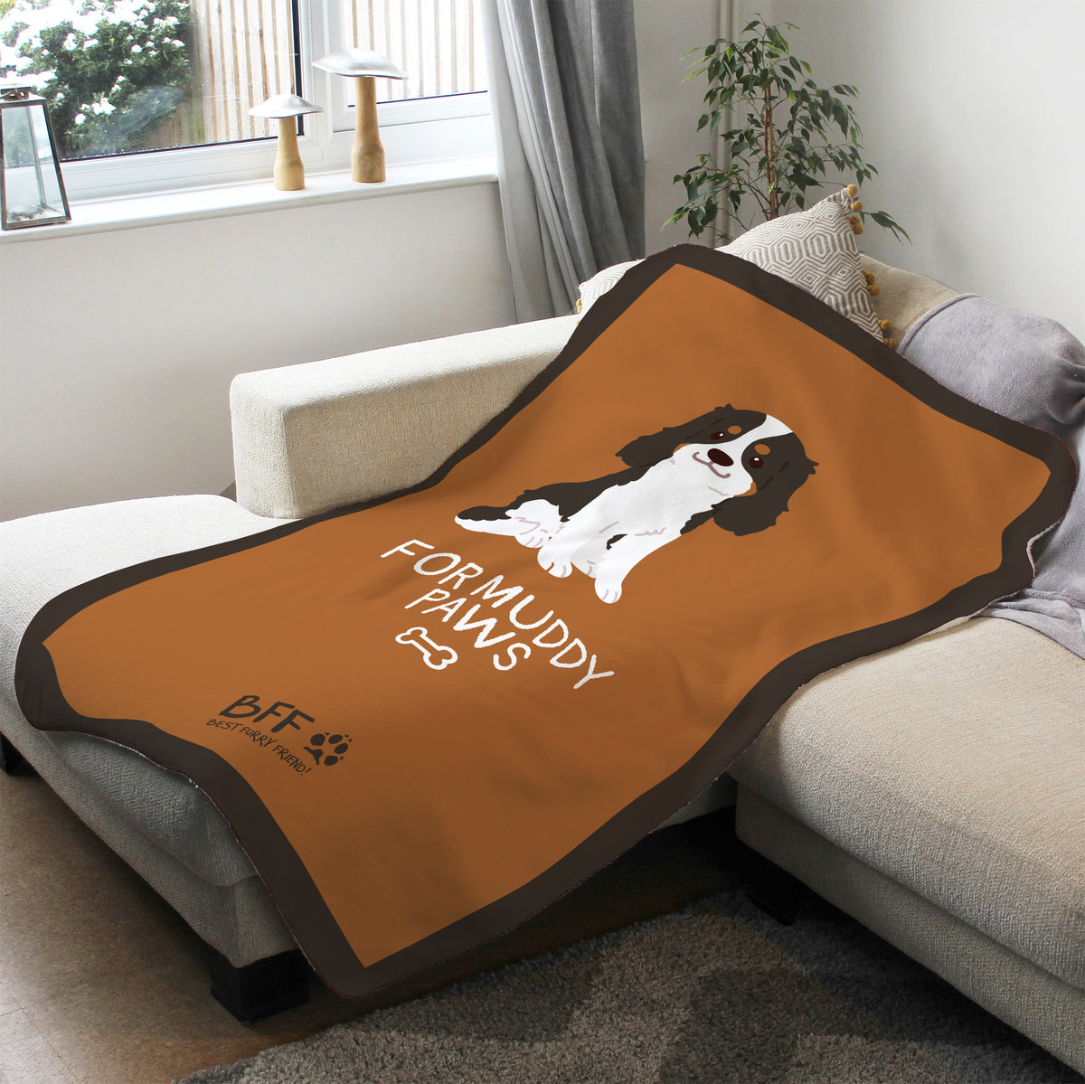 'For Muddy Paws' Sherpa Dog Blanket with Spaniel Best Furry Friend